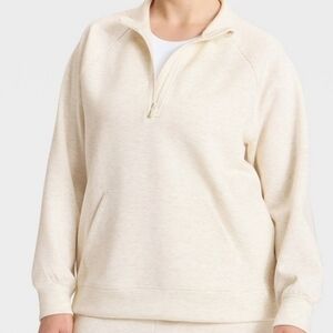All In Motion Half Zip Sweatshirt, Heathered Cream, XL